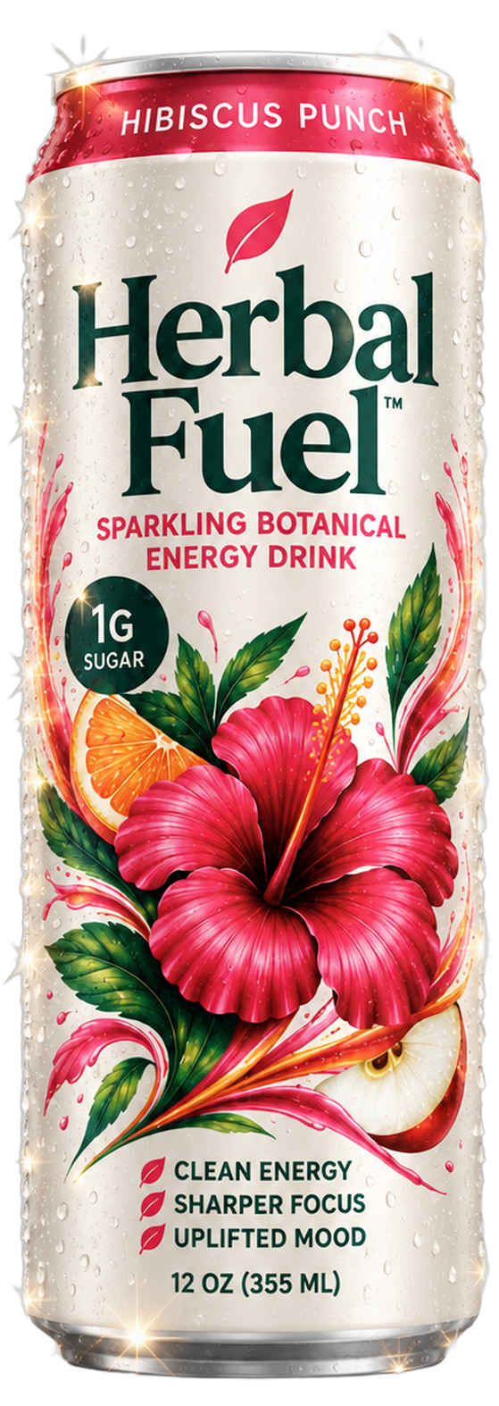 Herbal Fuel Hibiscus Punch sparkling botanical energy drink